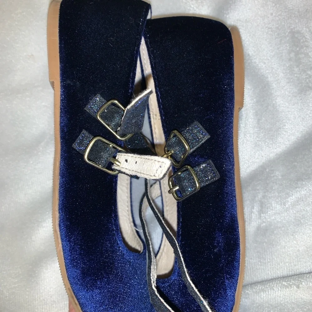 Mini Boden Midnight Blue Velvet Mary Jane’s Dress Shoes size 33 1.5 Christmas